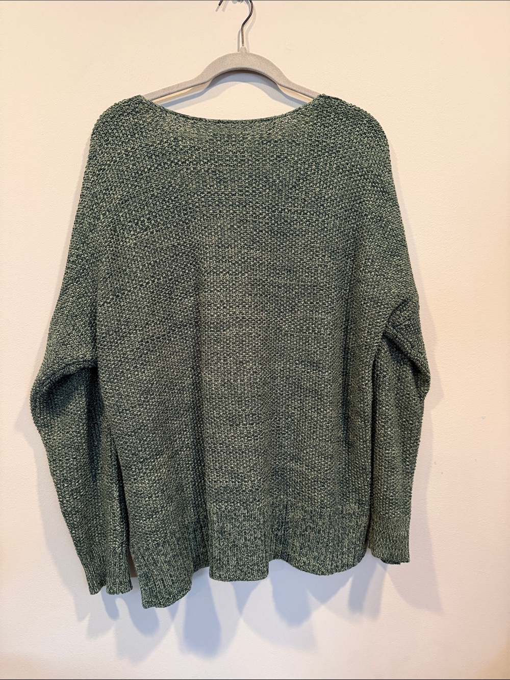 Lucky Brand Green V-Neck Marled Knit Sweater - Picture 4 of 6